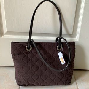 Talbots Quilted Tote‎ Bag Brown Shoulder Purse NWT